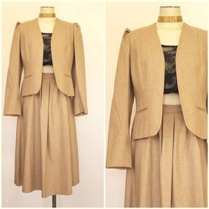 VTG 70s Camel Wool Skirt Set